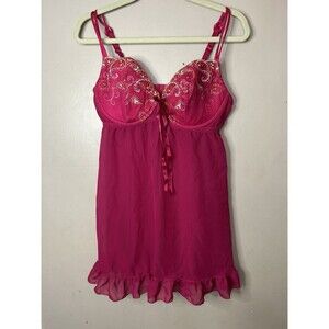 Cacique  Pink Babydoll Halter Chemise Sleep Lounge Wear Lingerie Nightie 14/16